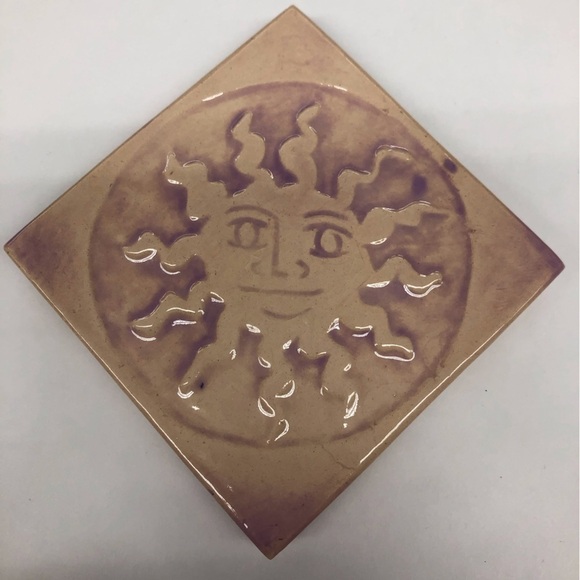 Handmade Ceramic Tile: purple Sun - Picture 1 of 2